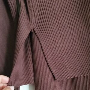 Women's Brown Ribbed Wide Legged Knit Set. Never Worn